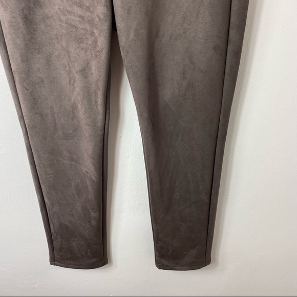 J. Jill Womens M Solid Brown Faux Suede Fitted Legging Pants - Picture 2 of 5
